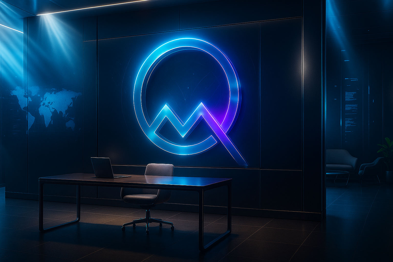 About Us Futuristic Neon Logo